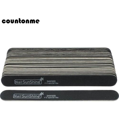 50pcs Wooden Nail Sanding File Black NailFiles 240/320 Wood Buffering Polish Manicure Pedicure Tool Supplier Straight Files Set