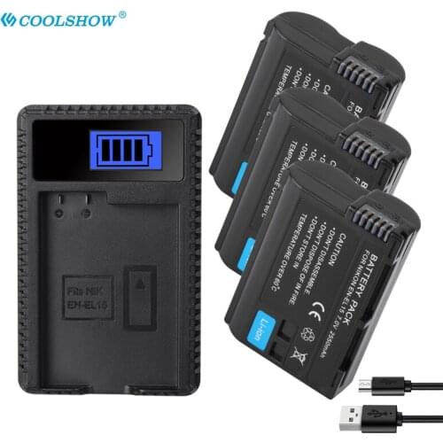 EN EL15 ENEL15 EN-EL15 Battery for Nikon DSLR D600 D610 D7000 D7100 D7200 D800 D800E D810 D81 2550mah Camera Batterie