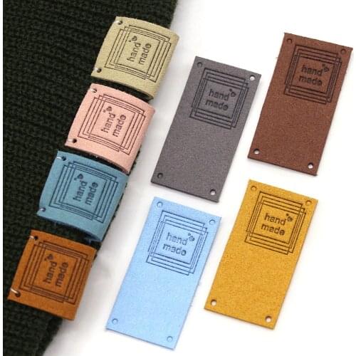 20Pcs Handmade Labels Tags For Clothes Hand Made Tags For Gifts Knitting Hats Fiber Leather Label Sewing Accessories 2.5x5CM