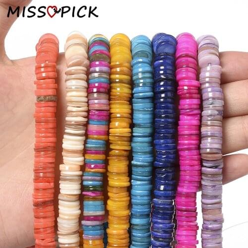6/8mm Colored Freshwater Shell Beads DIY Jewelry Findings Beads Round Shape Shell Chip Loose Beads for Jewerly Making Bracelet