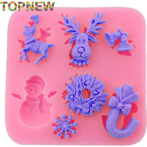 DIY Christmas Deer Snow Bell 3D Cake Molds for Fondant Jello Jelly Sugar Ice Moulds Cake Decorating Tools Xmas Kitchen C1694