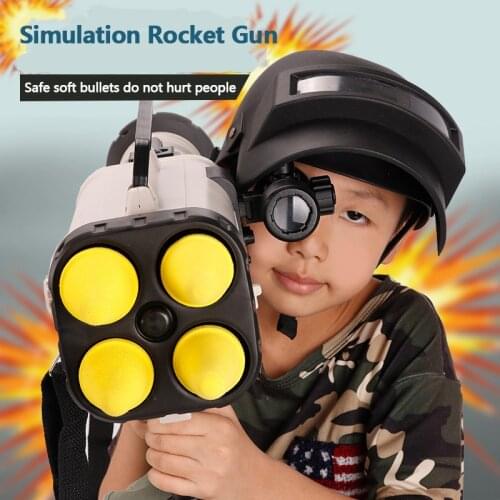 Electric Burst Rocket LauncherDual Mode Simulation Sound Effect EVA Foam Soft Bullet Zoom Scope Childrens Toy Soft Ball Cannon