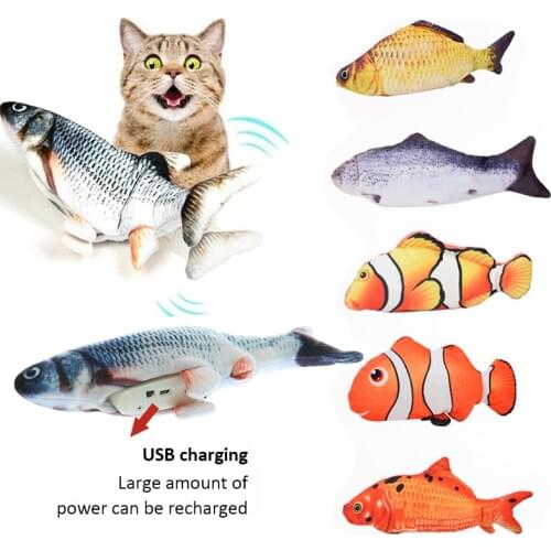 Electronic Pet Cat Toy Electric USB Charging Simulation Bouncing Fish Toys for Dog Cat Chewing Playing Biting Kids Toy Gift 10E