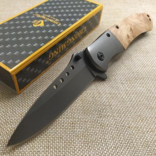Brand 8.2'' Knives Tactical Folding Knife 440C Steel Blade Pocket Hunting Camping Knife Survival Outdoor Tool Wood Handle Knife