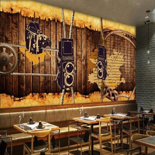 Photo wallpaper retro nostalgic wallpaper restaurant studio mural board rope gear bar coffee shop background wallpaper