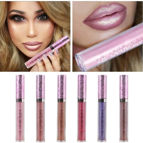 HANDAIYAN 6-color pearlescent liquid lip gloss sexy lipstick long-lasting waterproof makeup cosmetics