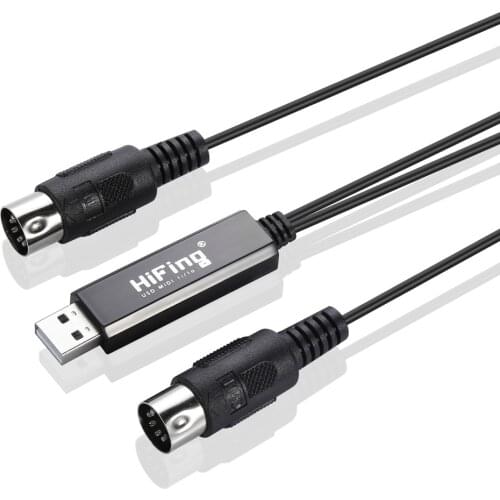 HiFing USB IN-OUT MIDI Cable One In One Out Interface 5 Pin Line Converter PC to Music Keyboard Adapter Cord Dropshipping