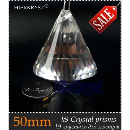 HIERKYST 1 pc K9 Glass Crystal Prisms Pendants Chandeliers Parts Lustres Rainbow Lamp Lighting Hang Drops 50mm 2" #1916-2