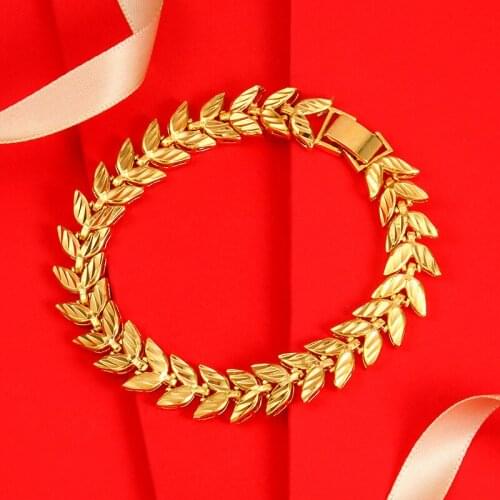 Exquisite 14K Gold Bracelet for Mem Women Wedding Engagement Jewelry Not Fade Watch Chain Hand Bracelets Male Birthday Gifts