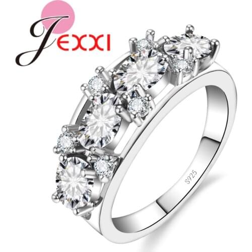 New Fashion 5 Colors Zircon Crystal 925 Sterling Silver Ring for Women Luxury Jewelry Wedding Party Finger Rings Wholesale