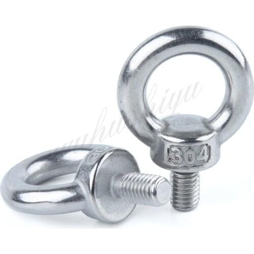 M3 M4 M5 M6 M8 M10 M12 M14 M16 M20Eye Bolt 304 Stainless Steel Marine Lifting Eye Screws Ring Loop Hole for Cable Rope Eyebolt