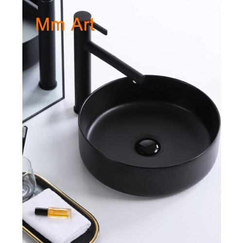 Matt color modern home decor sanitary ware small round ceramic table counter top art basin bowl bathroom hand wash basin sink