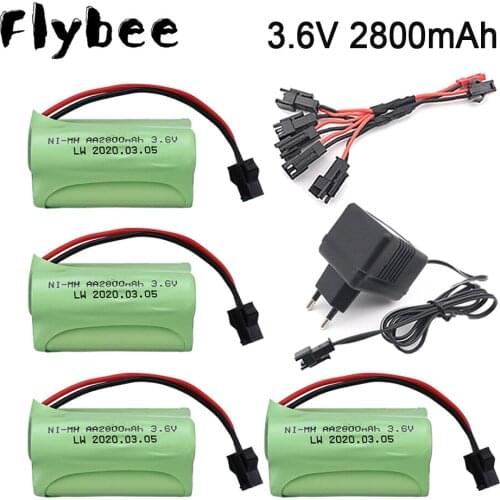 SM Model ) 3.6v 2800mah NiMH Battery and charger For Rc toy Car Tanks Trains Robot Boat Gun Ni-MH AA 3.6v Rechargeable Battery