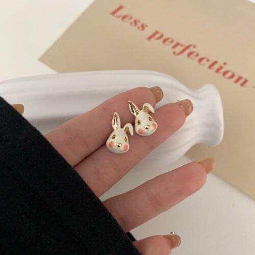 S925 Fashion Cute Rabbit Earrings Sweet Girl Simple Temperament Earrings Cartoon Rabbit Ear Clip Female tide
