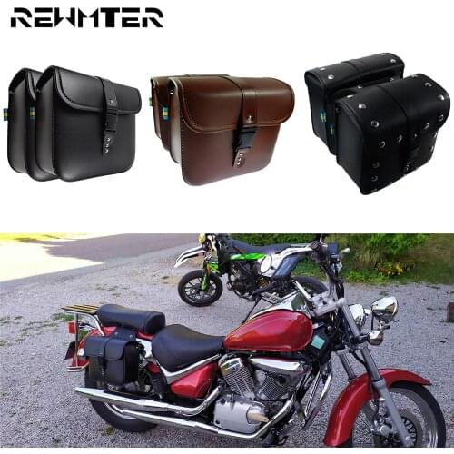 Motorcycle Saddle Bags Pu Leather Side Tool Bag Luggage Black/Brown For Harley Sportster XL 883 1200 For BMW For Yamaha