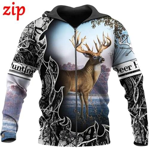 PLstar Cosmos Hunting deer 3D Hoodie zip Hoodies Men Women New Fashion Autumn Hooded Sweatshirt Long Sleeve Pullover