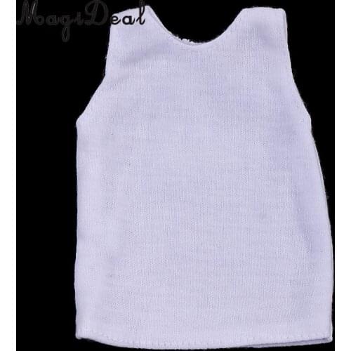 MagiDeal 1/6 Scale Mens White Vest T-shirt Tops Shirt Sleeveless Clothes for 12 Inch Dragon Figures Accs