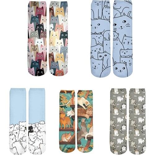 Plstar Cosmos Newfashion Style Cartoon Anime Cat Animal Art 3DPrinted Men/Women Unisex Unique Funny Long Socks High Stocking 2