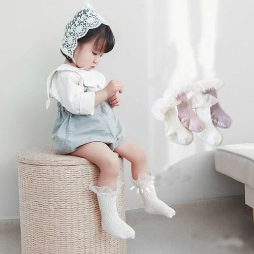 New arrival Newborn baby socks breathable cotton fashion princess lace Toddler socks non-slip infant girls baby socks