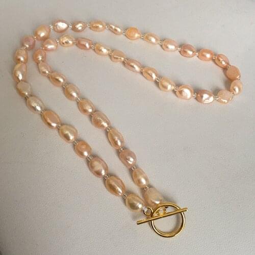 100% NATURE FRESHWATER PEARL NECKLACE ,long baroque pearl 7-9 mm,metal in silver and gold color