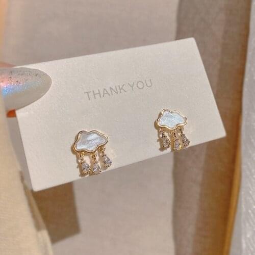 PERMIH Korean Geometry Metal Gold Earrings For Women Fashionable Cute Raindrop Earrings Tranparent Zircon Earrings 2021 New