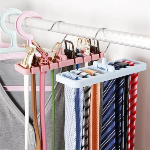 Plastic Rack Hanger For Belt Tie Scarf Wardrobe Closet Space Save Organizer Bedroom Rotatable Cloth Racks Home Organizer Supplie