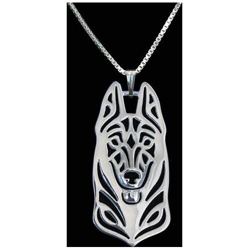 Belgian Malinois - Gold and silver pendant and necklace jewelry Simple abstract animal