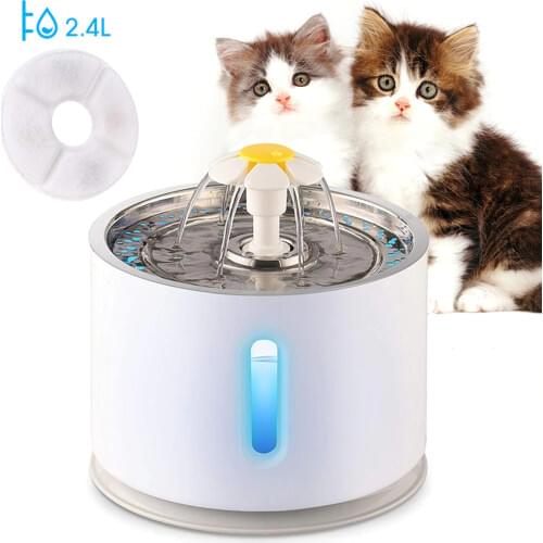 2.4L Automatic Pet Cat Water Fountain With LED Electric Mute Water Feeder USB Drinker Bowl Pet Drinking Fountain Dispenser