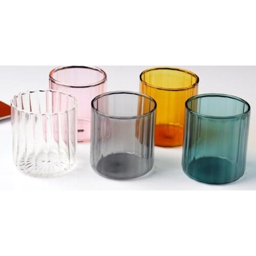 Transparent Glass Tea Set Striped Cup Glass Gift Cup Corrugated Cup Household Drinking Cup