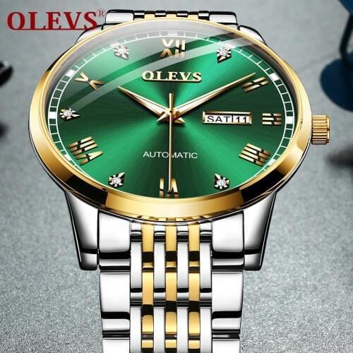 Luxury Men Mechanical Wristwatches Stainless Steel Waterproof Automatic Man Watch Top Brand Green Relogio Masculino Self Wind