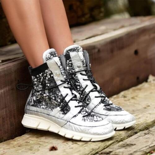 Sail-Lakers Özle Production Gray Color Special Foil Leather Women Boots