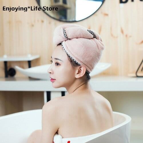 Coral Velvet Shower Cap Dry Hair Cap Absorbent Quick-drying Thickening Hair Cap for Women