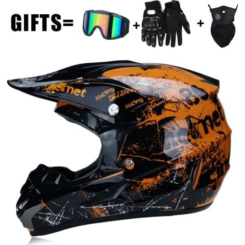 3 Gifts Racing Off-Road Full Face Motorcycle Moto Motorbike Dirt Bike Helmet Dot Vintage Casco Motocross