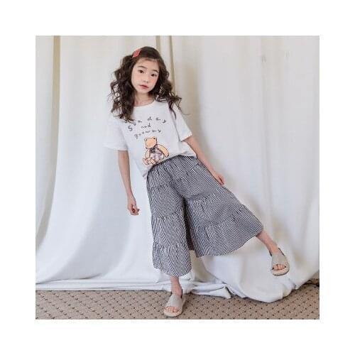 Family Matching Clothing 2020 Summer New Baby Girl Pliad Wide Leg Pants Childrens Loose Casual Pants Girls Trousers Family Look