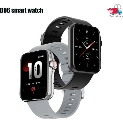 2021 Mens D06 Smart Watch Sports Step Tracker Smartwatch Sleep Heart Rate Monitor Supports Blue Call IOS Android for Xiaomi