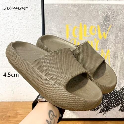 JIEMIAO 2021 Home Men Women 4.5cm Heel Platform Slippers Comfortable Thick Sole Ladies Slippers Non-slip EVA Living Room Indoor