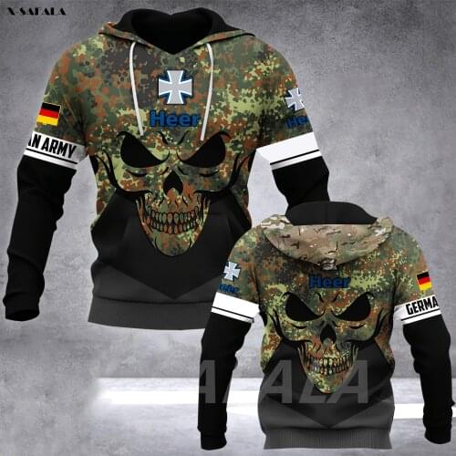 GERMAN Army Veteran Skull Flag 3D Printed Hoodie Man Female Zipper Pullover Sweatshirt Hooded Jersey Streetwear Tracksuits