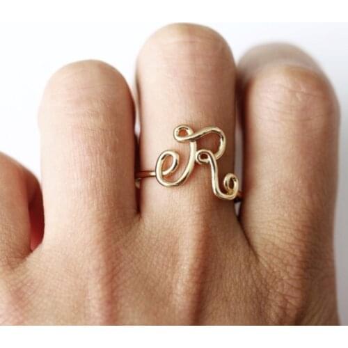 UILZ A-Z 26 Letters Initial Name Rings for Women Men Simple 3 Color Ring Fashion Jewelry Wholesale CRL10033