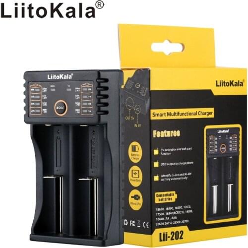 LiitoKala Lii-202 Lii-402 lii-S2 lii-S4 USB Intelligent Battery Charger with Power Bank Function for Ni-MH Lithium 18650 26650