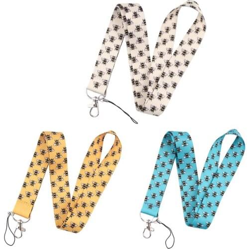 YA243 Bee Neck Strap Lanyards ID Badge Card Holder Keychain Phone Gym Strap Webbing Necklace Gift