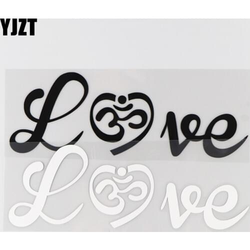YJZT 18.6×6.2CM Cartoon Buddhism Love Writing Decoration Vinyl Decal Car Sticker Black/Silver 4C-0208