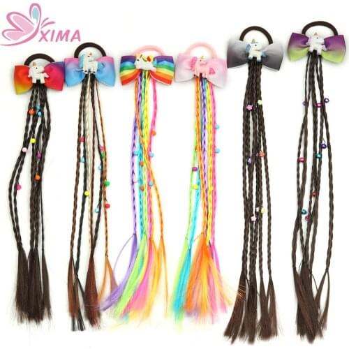1PC Women Elastic Hair Band Twist Wig Headband Bohemian Braided Headband Kid Hair Bows Hair Clip Headwear