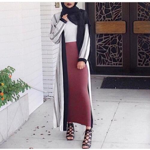 Muslim Skirt Women Spring Fall Cotton Winter Elastic Maxi Middle East High Waist Islamic Bodycon Skirts Pencil Long Turkish