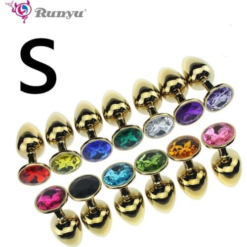 Gold Anal Plug Sex Toys Shop Stainless Smooth Steel Butt Plug Tail Crystal Jewelry Trainer For Women/Man Adults Sex Products