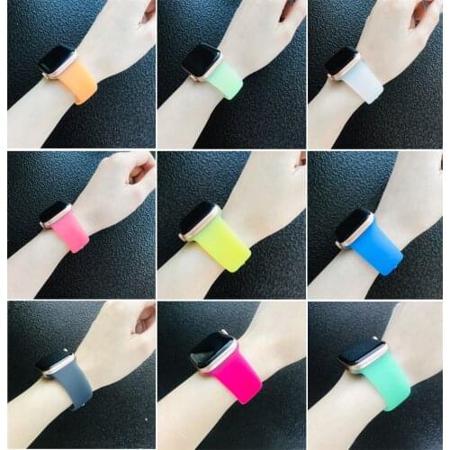 10pcs/lot Single Buckle Fluorescent Candy Color Silicone watchband for i-Watch 38/40/42/44mm Wrist Strap bands watch5 wristband
