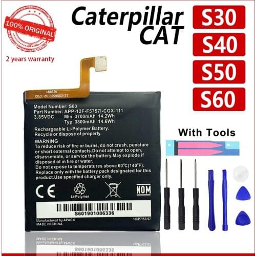 100% Original For Caterpillar Cat S60 S50 S40 S30 APP-12F-F57571-CGX-111 High quality Batteries With Tools+Tracking Number
