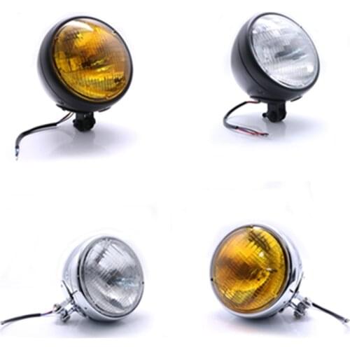 12v 55w Retro Round Motorcycle Universal 12V 7'' Front Headlight Headlamp For Harley Kawasaki Honda Yamaha Suzuki Touring Custom