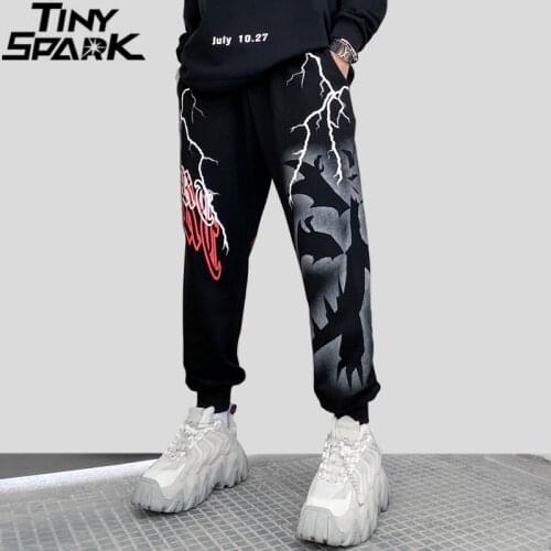 2020 Mens Hip Hop Streetwear Joggers Sweatpants Lightning Devil Monster Baggy Pants Cotton Casual Trousers Track Pants Hipster
