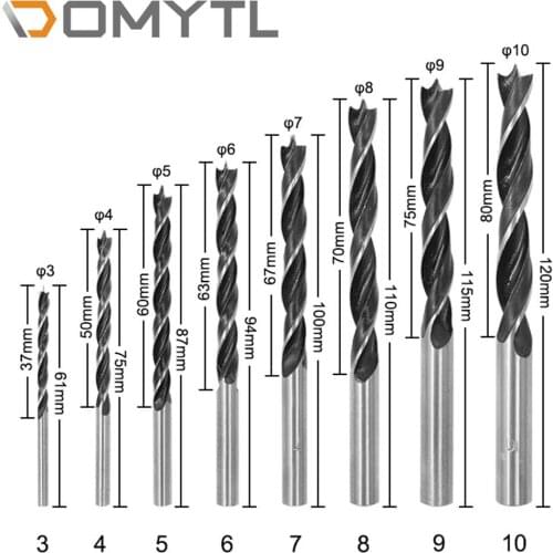 8Pcs Woodworking Three-tip Drill Bit Wood Drilling Reamer Support Drill Bits Hand Drill Hole Tool
