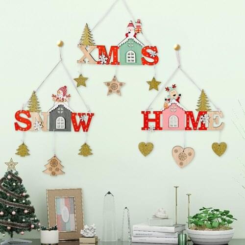 80% Dropshipping!!Pendant letter logo decoration wooden Christmas tree ornaments holiday home decor